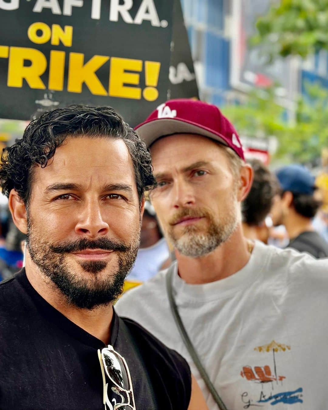 ジョン・ウエルタスさんのインスタグラム写真 - (ジョン・ウエルタスInstagram)「What a morning!!! Shufflin’ these #Hollywood streets with unions from across the city! The goal for us , is to shift the paradigm…to protect and even reinforce the middle class... elevate the middle class…reach back and pull people up! That’s what #leaders do…real leaders! It’s disappearing in every industry across the nation. We are marching, picketing and rallying as a call to everyone around the world to stand up for yourselves and for what is right. Something is wrong in this country when the ultra wealthy are truly cool with working class and poor people being up against the ropes and suffering. The disparity is sickening and for these corporations to continue to broadening the gaps between their CEOs/shareholders and the people that do the groundwork, we have to say enough is enough. Why not share in prosperity? So as  to bring the strength back to our country to our workers…we’re supposed to be one nation for the #people. #sagaftra #sagaftrastrong #wgastrong #fuckrobots」9月14日 5時50分 - jonhuertas