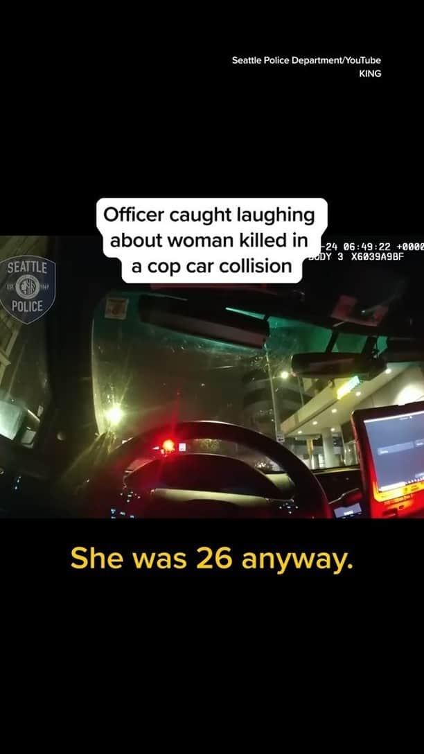 NBC Newsのインスタグラム：「Bodycam footage released by the Seattle Police Department captured the moment an officer said a 23-year-old woman fatally struck by another cop’s cruiser had “limited value.”」