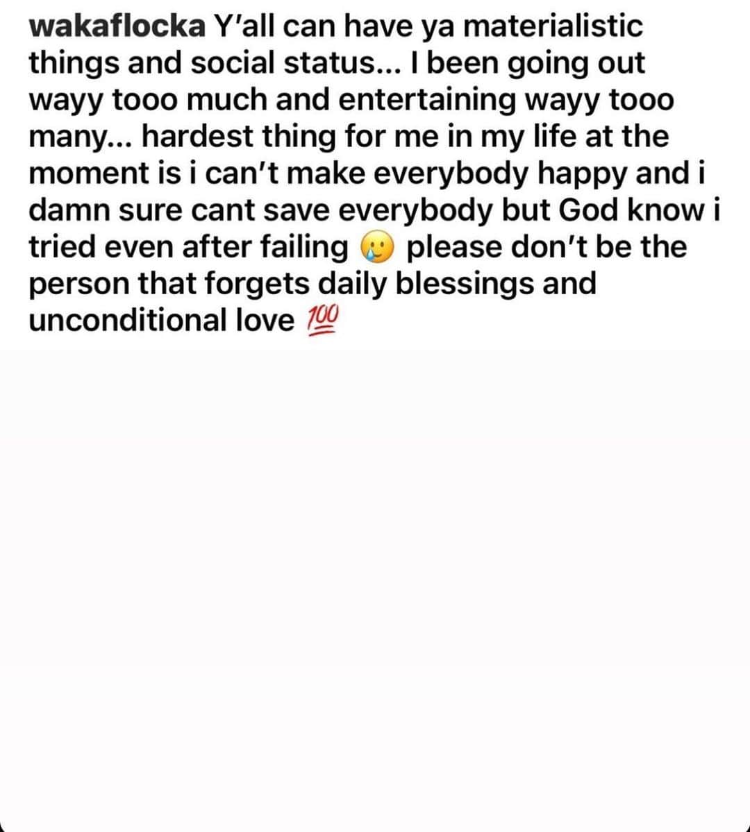 ワカ・フロッカ・フレイムのインスタグラム：「I love y’all and to the ones not celebrating life at the moment with me i still got seats and opens table waiting for y’all #iGotFaith We built this shit!!!」