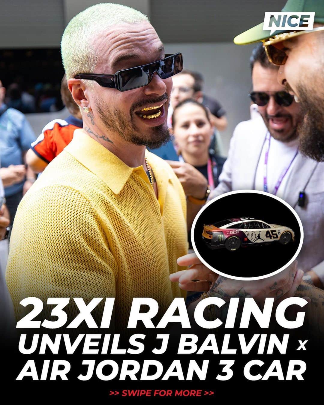 Nice Kicksさんのインスタグラム写真 - (Nice KicksInstagram)「@tyler_reddick will be driving @23xiracing’s J Balvin x Air Jordan 3-themed car at Bristol Motor Speedway this Saturday 🔥🏁」9月14日 9時06分 - nicekicks