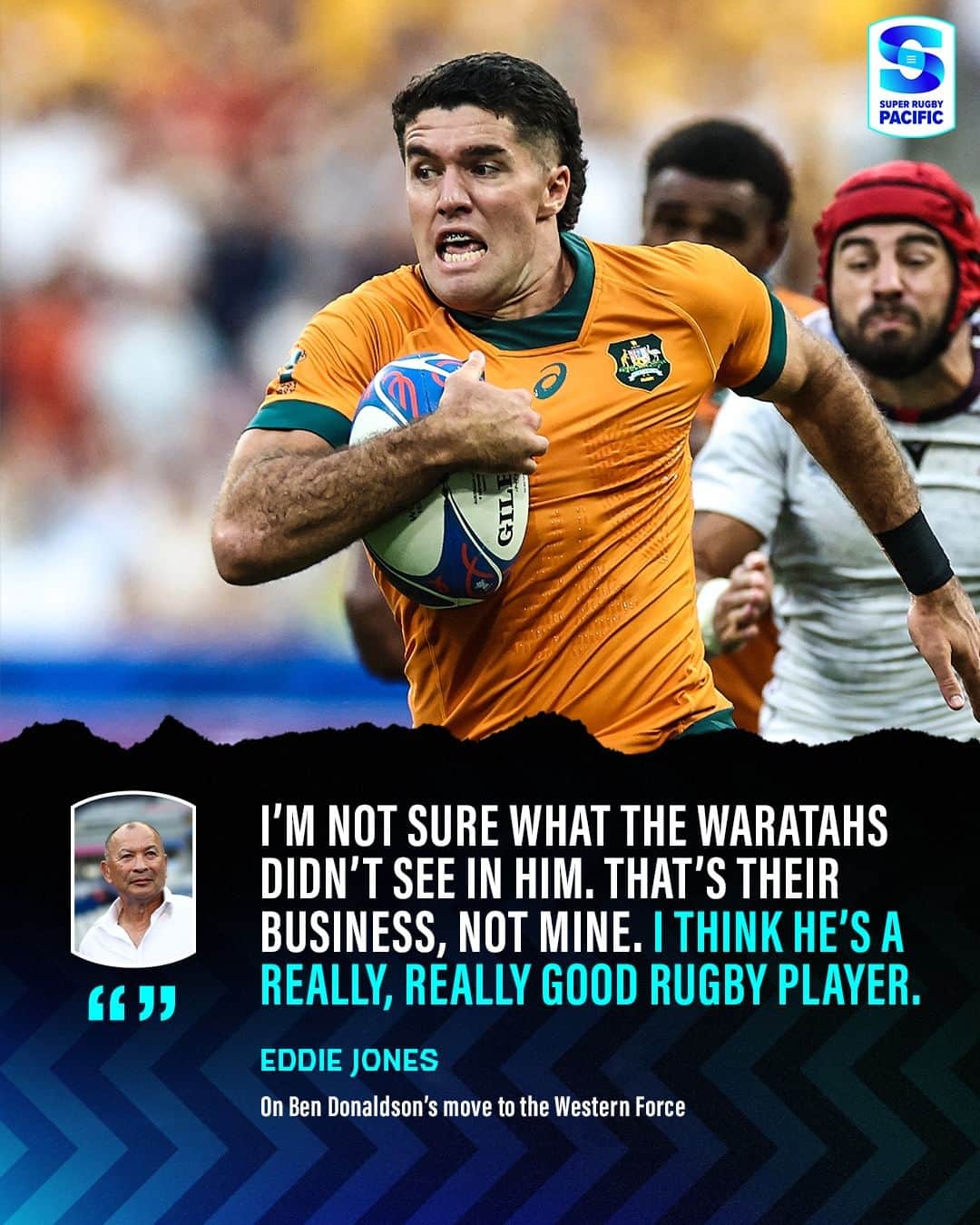 のインスタグラム：「Have the Waratahs made a mistake letting Ben Donaldson head west next year?  @wallabies head coach Eddie Jones thinks so.  #SuperRugbyPacific」