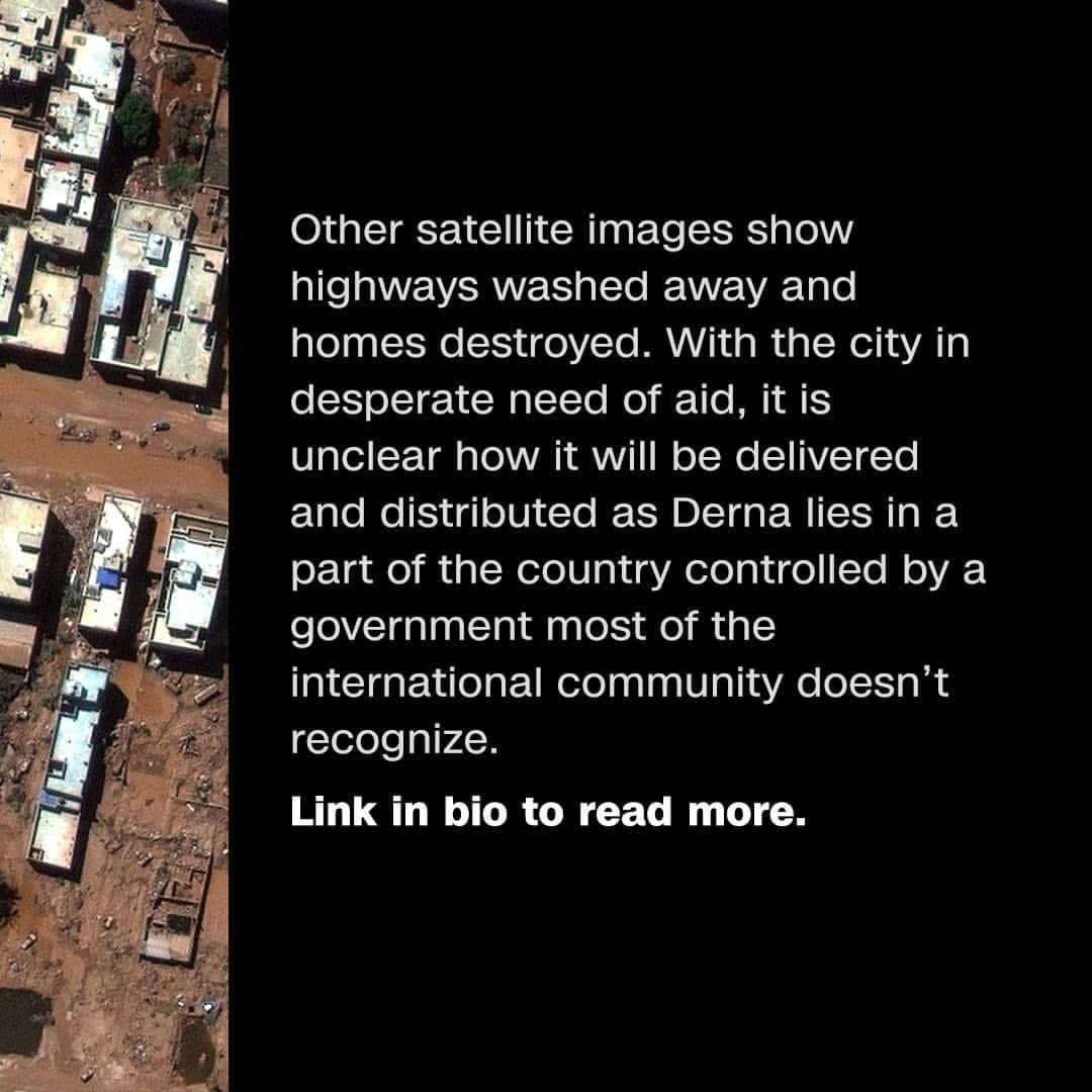 CNNさんのインスタグラム写真 - (CNNInstagram)「More than 5,000 people have died following catastrophic flooding in eastern Libya, according to government and hospital officials, after heavy rain from Storm Daniel inundated the North African country’s coastal region.  Before-and-after satellite images show the vast scale of the destruction in the city of Derna and the devastating impact it has had on the lives of those who live there.  Scroll through to see the images.  Tap the link in our bio to see more.  📷 Maxar Technologies」9月14日 21時00分 - cnn