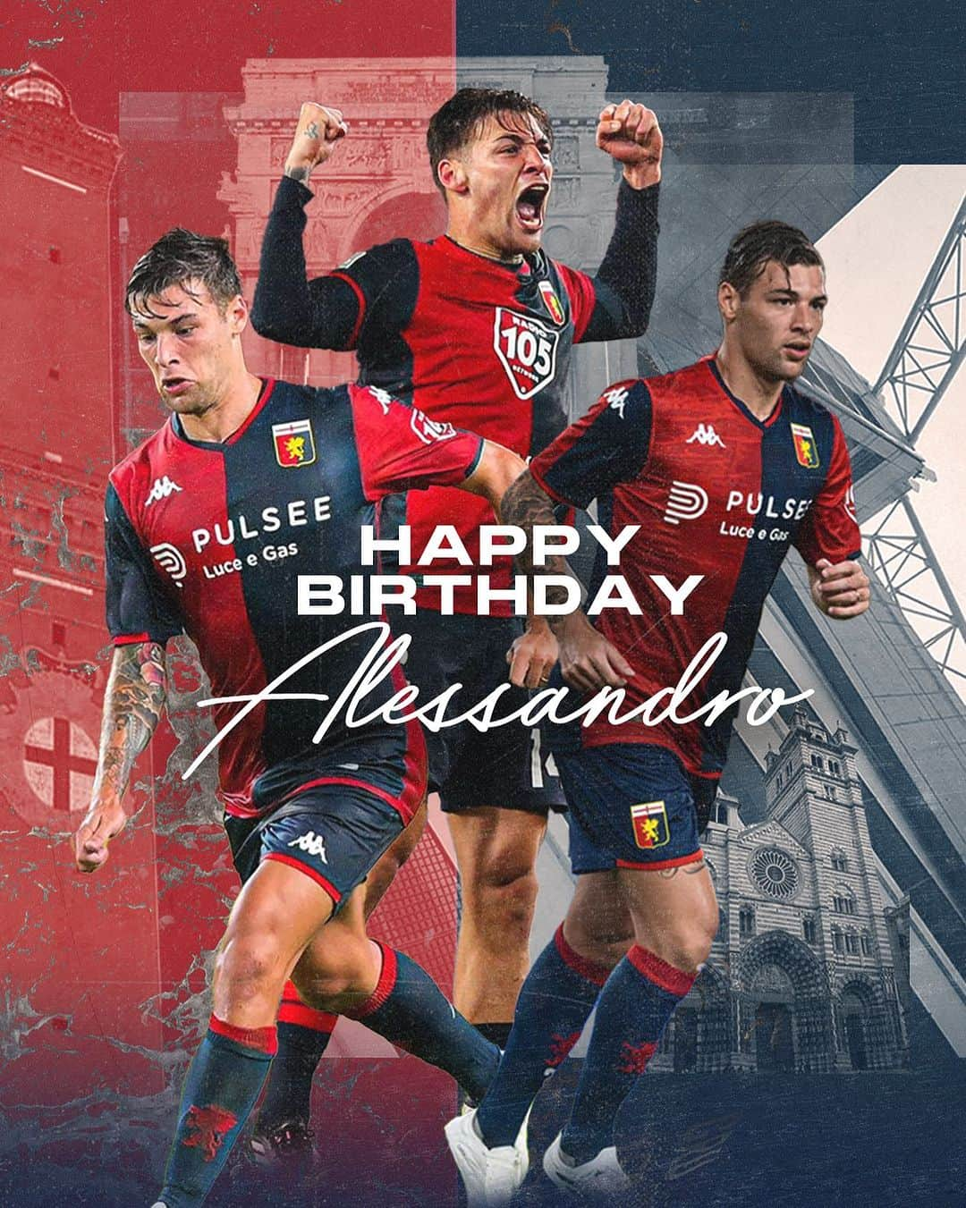 ジェノアCFCのインスタグラム：「🎂 Buon compleanno Alessandro! 🔴🔵」