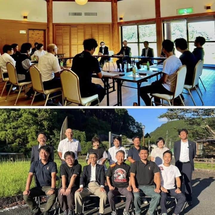 きいちゃんのインスタグラム：「【知事活動報告】 古座川町でのタウンミーティング。観光協会、商工会の幹部の皆さん、道の駅一枚岩や余った農産物加工&カフェ「さとたく」の経営者、柚子農家、格闘家でジビエ山の光工房施設長さんなど多士済々。Iターン組、Uターン組それぞれの古座川愛に感動しました。西前啓市町長、佃奈津代町議の同席にも感謝申し上げます。  #和歌山県 #古座川町 #ジビエ」