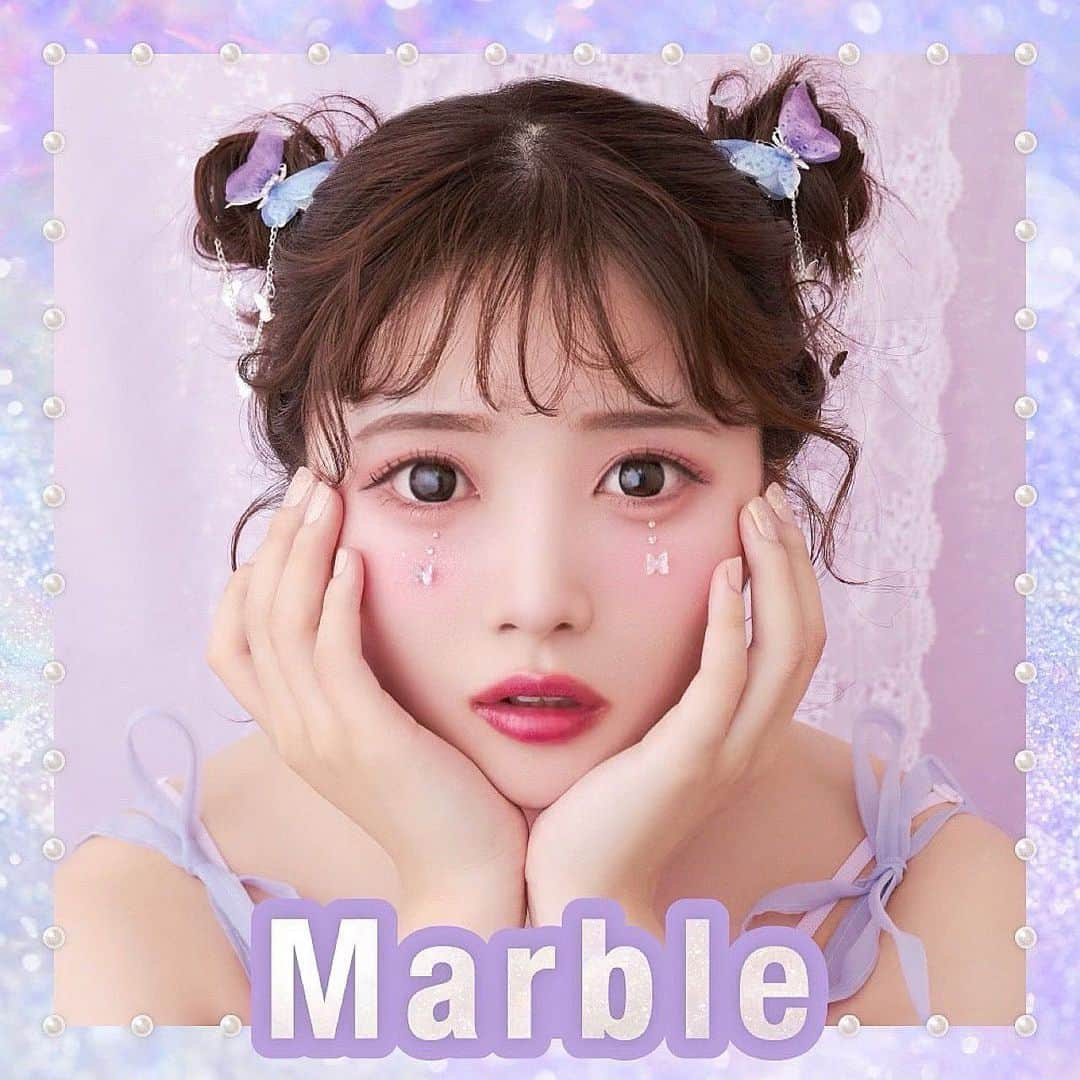 実熊瑠琉のインスタグラム：「『情報解禁』🦋💜 カラコンブランド『Marble(マーブル)』のイメージモデルになりました✨️   ずっと愛用してたので とても嬉しい...՞߹ - ߹՞♡  るるが着けているcandymagic[ナチュラルブラック] みんなも是非 GET してね〜！  公式サイトでるるのサイン入りチェキプレゼントしてるよ！みんな沢山の応募待ってるね♡✨️」