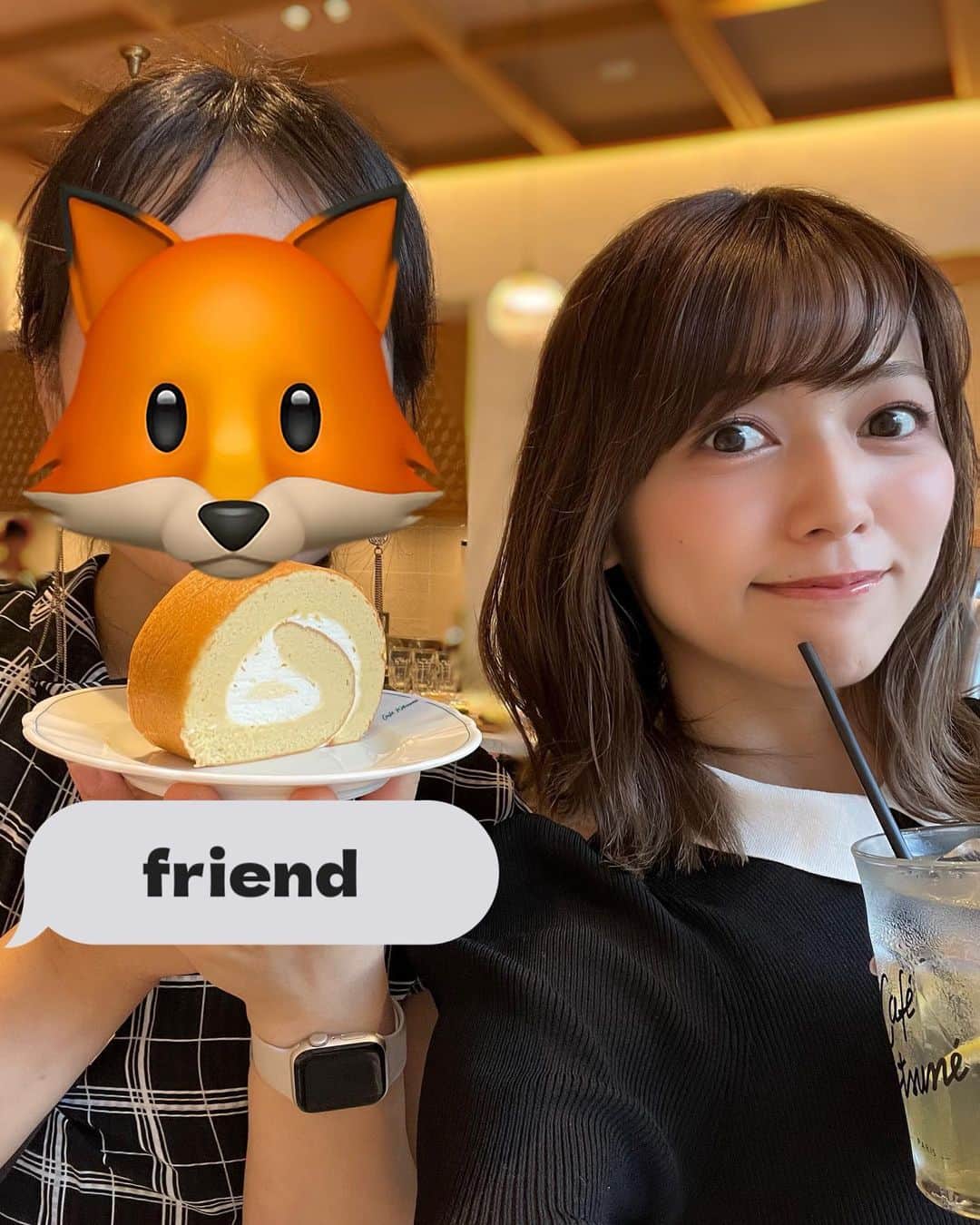 中村歩加さんのインスタグラム写真 - (中村歩加Instagram)「#cafekitsune 🦊☕️💭  ずっと行って見たかった、cafekitsuneへお友達と🦊🦊  メゾンキツネが元々好きなので、 cafekitsuneのロゴがついたグラスも 可愛いなぁ〜って思っていました☻☻  私が頼んだのは、 ショートケーキとレモネード🍋🍓  #cafe #maisonkitsune #fyp #ootd #表参道カフェ #表参道ランチ #celford #rienda」9月14日 22時09分 - nakamuland_official