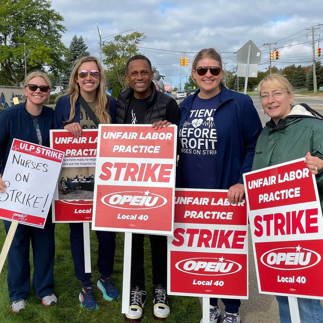 ヒル・ハーパーさんのインスタグラム写真 - (ヒル・ハーパーInstagram)「It was an honor to walk the picket line in Rochester, MI with these amazing nurses and radiology technologists of OPEIU, Local 40 fighting for workers and patients safety & rights! You all are heroes!!! Every step they take is a step towards fair treatment, better working conditions, and respect for their tireless dedication to patients. And I support all of their organizing efforts!  All of us must stand in solidarity for workers rights and draw a line in the sand as we see union membership down to 6% in the private sector.  If I am fortunate enough to represent Michigan in the US Senate, I will be the only active Union member in that 100 member representative body. It is imperative we have labor and union members at the table in the US Senate. Join us in supporting these nurses and all workers fight for justice. 🩺❤️   #NursesDeserveBetter #StandWithOPEIU #PicketForJustice #HealthcareHeroes #UnionStrong #SagAftraStrong」9月14日 22時55分 - hillharper