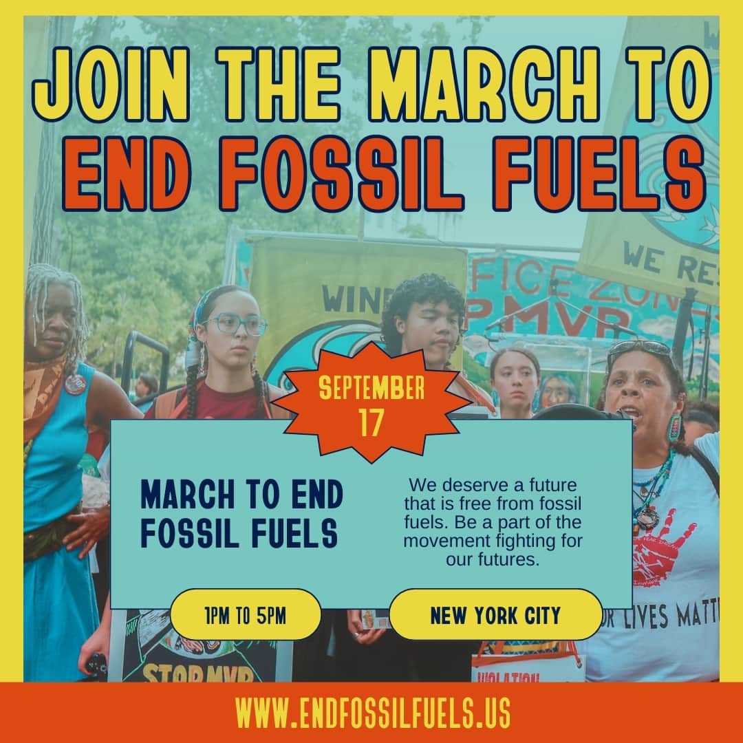 のインスタグラム：「We need to end the era of fossil fuels to have a livable future. The Biden Administration continues to greenlight fossil fuel expansion, but they have the power to reverse course. Join us in NYC this Sunday 9/17 to march to #EndFossilFuels! RSVP at the link in our bio.」
