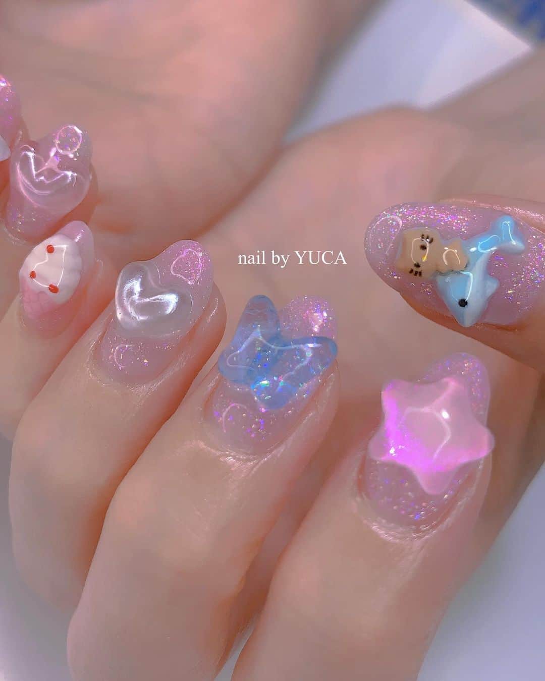 のインスタグラム：「🐬kitty🤎^•ω•^ ⁡ ⁡ ⁡ #キャラネイル #キティネイル #nail #ネイル #젤네일 #네일  #tettynail #유카네일 #美甲 #yucanail」