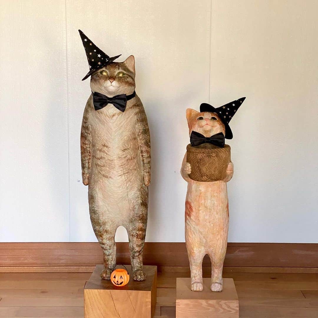 花房さくらさんのインスタグラム写真 - (花房さくらInstagram)「ちょっと早いかもだけど、仮装させてみました。 今年は控えめで上品な感じだよ。  #🎃 #halloween  #cat #sculpture #hanafusasakura」9月14日 23時06分 - sakura_hanafusa