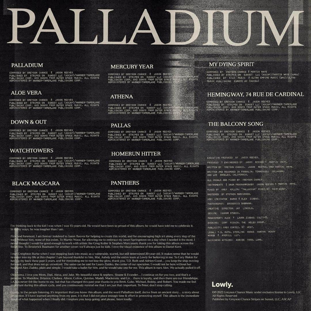 グレイソン・チャンスさんのインスタグラム写真 - (グレイソン・チャンスInstagram)「one year ago today, i released my album Palladium <3  this was my redemption record … to show myself that i was good enough to still be here writing music & creating art … im forever indebted to @jasonreeves for making it with me, and im forever indebted to you all for listening.」9月14日 23時26分 - greysonchance