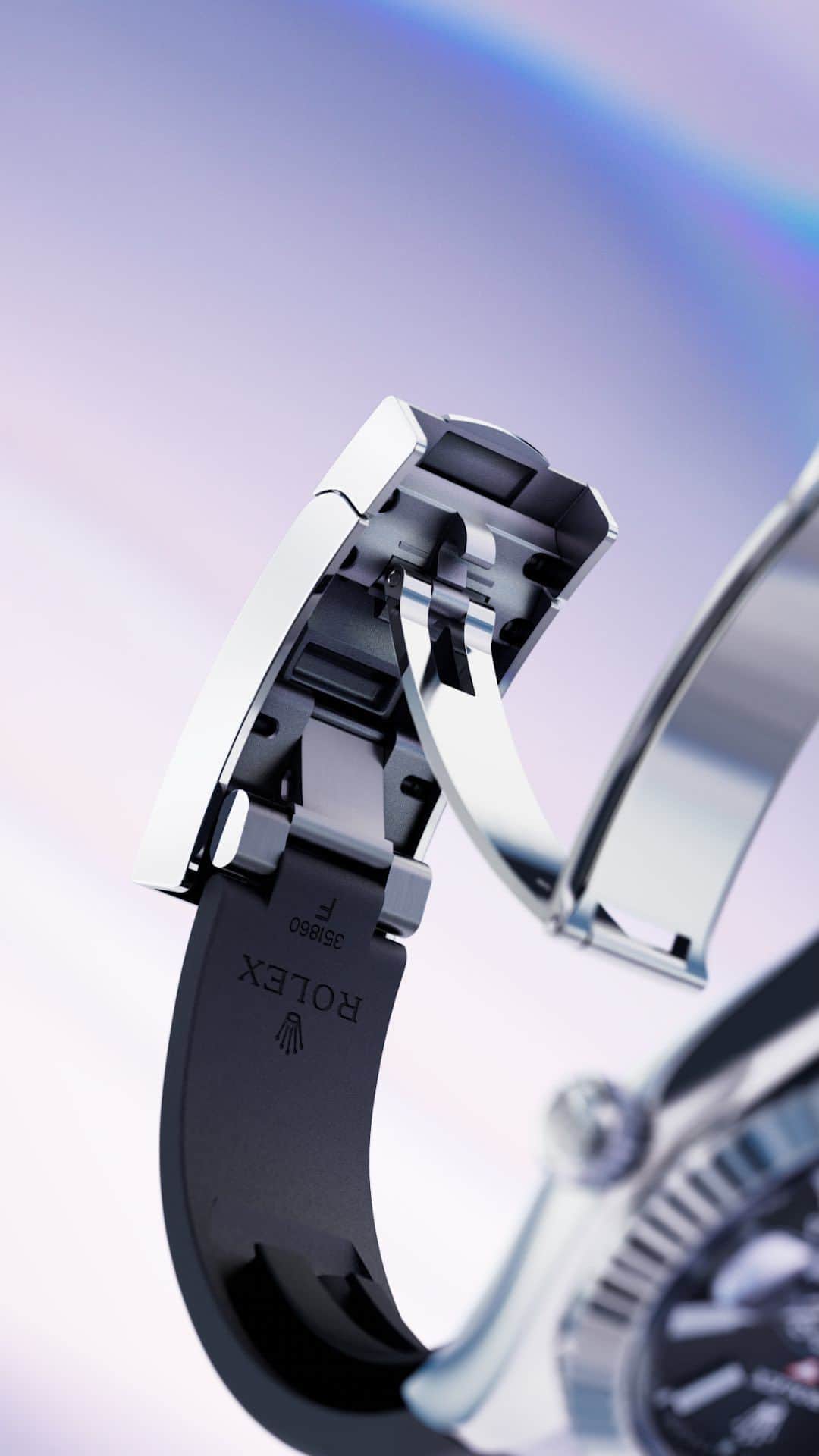 rolexのインスタグラム：「The patented Rolex Glidelock extension system on the Sky-Dweller’s Oysterflex bracelet allows for fine adjustment of the length by up to some 15 mm without the use of tools – perfect for travellers. This ingenious innovation is profoundly useful: it allows the watch to sit comfortably on the wrist, making it a pleasure to wear in any circumstance. #Rolex #SkyDweller #Perpetual」