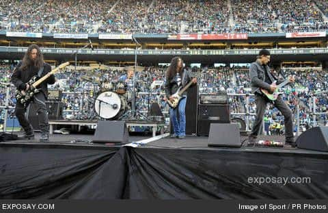 Queensrycheさんのインスタグラム写真 - (QueensrycheInstagram)「#tbt - Michael jamming in front of 72,000 people at the 2011 Halftime Show with buddies Mike Inez, Ben Smith (not in photo) and Chris DeGarmo! @seahawks 41-36 over the defending Super Bowl Champions the New Orleans Saints!! #queensryche #throwbackthursday #seattle #seattleseahawks #football #halftimeshow #nfc #memories #goodtimes」9月15日 2時04分 - queensrycheofficial