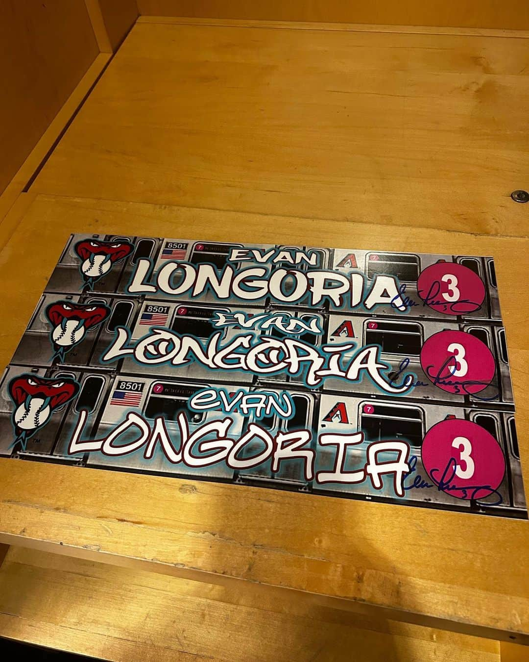 エバン・ロンゴリアのインスタグラム：「These are my nameplates from Citi Field this week. I had the clubhouse print 3 extras that I’ve signed. I’m hoping to sell them for a 200 donation that will go directly to @mrstrongfoundation.  In slide 2 you can see what the money will go towards. Michelle and all the great people at Mr.Strong continue to enrich the lives of families with special needs and this is yet another example. I’m happy to help and I hope you guys are too. First 3 people to comment “SOLD” will get the nameplates. Everyone else please feel free to donate whatever you can to help. THANK YOU!」