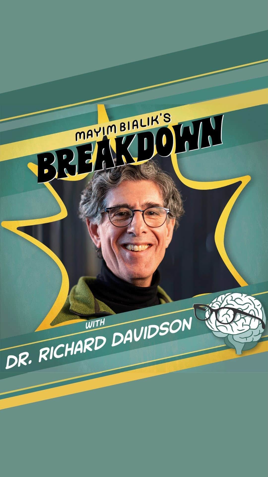 メイム・ビアリクのインスタグラム：「Dr. Richard Davidson ( @healthy.minds - Professor of Psychology and Psychiatry, Founder & Director of the Center for Healthy Minds) shows us what it truly means to be well in your emotional self by harnessing our trauma mechanisms into well-being! He breaks down the scientific data he’s gathered on long-term meditators (including monks!) to show the efficacy of meditation, the parts of the brain most affected by meditation, and what all of that means for how we self-regulate and cope with trauma. Dr. Davidson explains how meditation can help parenting, how our expectations and narratives influence our perception of the world, and what our “emotional fingerprints” are. He and Mayim discuss how his framework of awareness, connection, insight, and purpose lead us to understand the science of well-being, the notion that love and kindness are innate and hate is learned, and the importance of teaching forms of meditation to our kids. Want to see the complete episode? Click ▶️ the link in our bio now! 🧠💥 #BialikBreakdown   #mayimbialik #mentalhealthpodcast #mindfulnesspodcast #mentalwellnesspodcast #mentalhealthawareness #mentalhealthmatters #mentalhealthjourney #endthestigma」