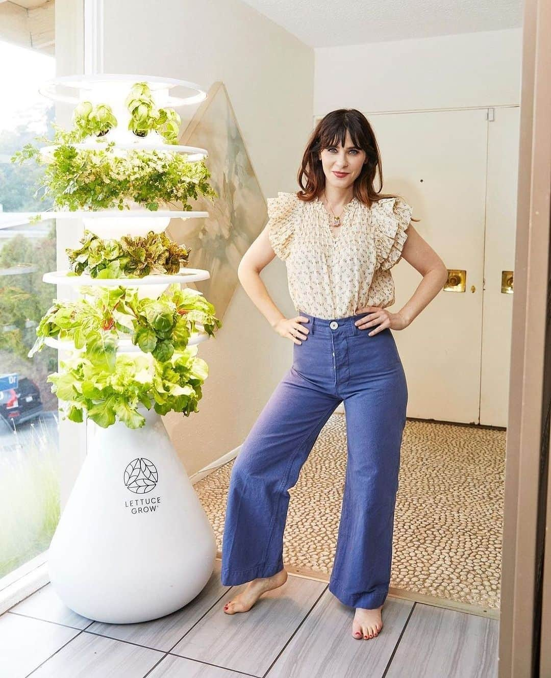 ズーイー・デシャネルさんのインスタグラム写真 - (ズーイー・デシャネルInstagram)「@zooeydeschanel, co-founder of Lettuce Grow, is here to drop our NEW fall seedlings. 🌱🛒⁠ ⁠ NOW ON THE MENU⁠:⁠ 🌱 Muir Summer Lettuce⁠ 🌱 Red Leaf Lettuce⁠ 🌱 Pomegranate Crunch Romaine⁠ 🌱 Amara Mustard Greens⁠ 🌱 Britton Shiso⁠ *NEW*⁠ 🌱 Broccoli⁠ 🌱 Purple Broccoli⁠ 🌱 Red Express Cabbage⁠ *NEW*⁠ 🌱 Orange Cauliflower⁠ 🌱 Dill⁠ 🌱 Fennel⁠ 🌱 Dazzling Blue Kale⁠ 🌱 Komatsuna⁠ 🌱 Dappled Butter Lettuce⁠ 🌱 Purple Snow Pea⁠ 🌱 Bel Fiore Radicchio⁠ 🌱 Sage⁠ 🌱 Giant Spinach⁠ 🌱 Hot Cakes Stock⁠ 🌱 Viola Mix⁠ ⁠ #LettuceGrow⁠ ⁠ ⁠ ⁠ ⁠ ⁠ ⁠ ⁠ ⁠ ⁠ #healthyeating #veggielover #farmstand #hydroponicgardening #hydroponicfarming #gardenharvest #hydroponicfarmer #growyourownfood #hydroponicfarmstand #lettucegrowfarmstand #farmstandnook #fallseedlings」9月15日 4時12分 - zooeydeschanel