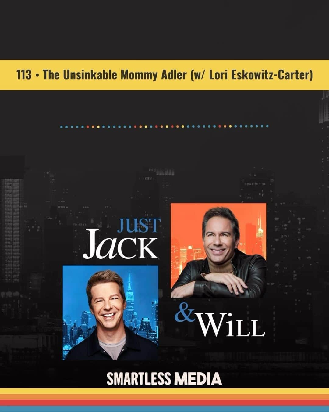 のインスタグラム：「Call your godbrother, there’s an all-new “Just Jack & Will”! Eric McCormack and I are joined by “Will & Grace” costume designer, Lori Eskowitz-Carter!   To LISTEN, click link in bio.   #SmartLessMedia #JustJackAndWill #SeanHayes #EricMcCormack #LoriEskowitzCarter #WillAndGrace #WonderyMedia #AmazonMusic」