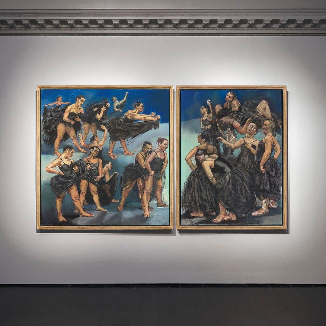 クリスティーズのインスタグラム：「'Dancing Ostriches from Walt Disney's 'Fantasia'' is a masterpiece that stands among Paula Rego's most ambitious works.⁣ ⁣ Executed upon two monumental panels, it is the finest and most complex in her extraordinary series of the same name.⁣ ⁣ Formerly part of the Saatchi Collection, it was inspired by a scene in Walt Disney's animation Fantasia (1940), in which a group of ostriches perform the ballet 'Dance of the Hours' from Amilcare Ponchielli's opera La Gioconda (1876).⁣ ⁣ Where Disney cast his dancers as animals, however, Rego translates them back into women. Across the series, her subjects rail against balletic stereotypes of youth, beauty and femininity, each a complex expression of power and vulnerability.⁣ ⁣ 'Dancing Ostriches from Walt Disney's 'Fantasia'' (1995). Estimate: £2,200,000-£3,200,000.⁣ ⁣ 20th/21st Century: London Evening Sale | Live Auction: 13 October, London.⁣ ⁣ #PaulaRego」