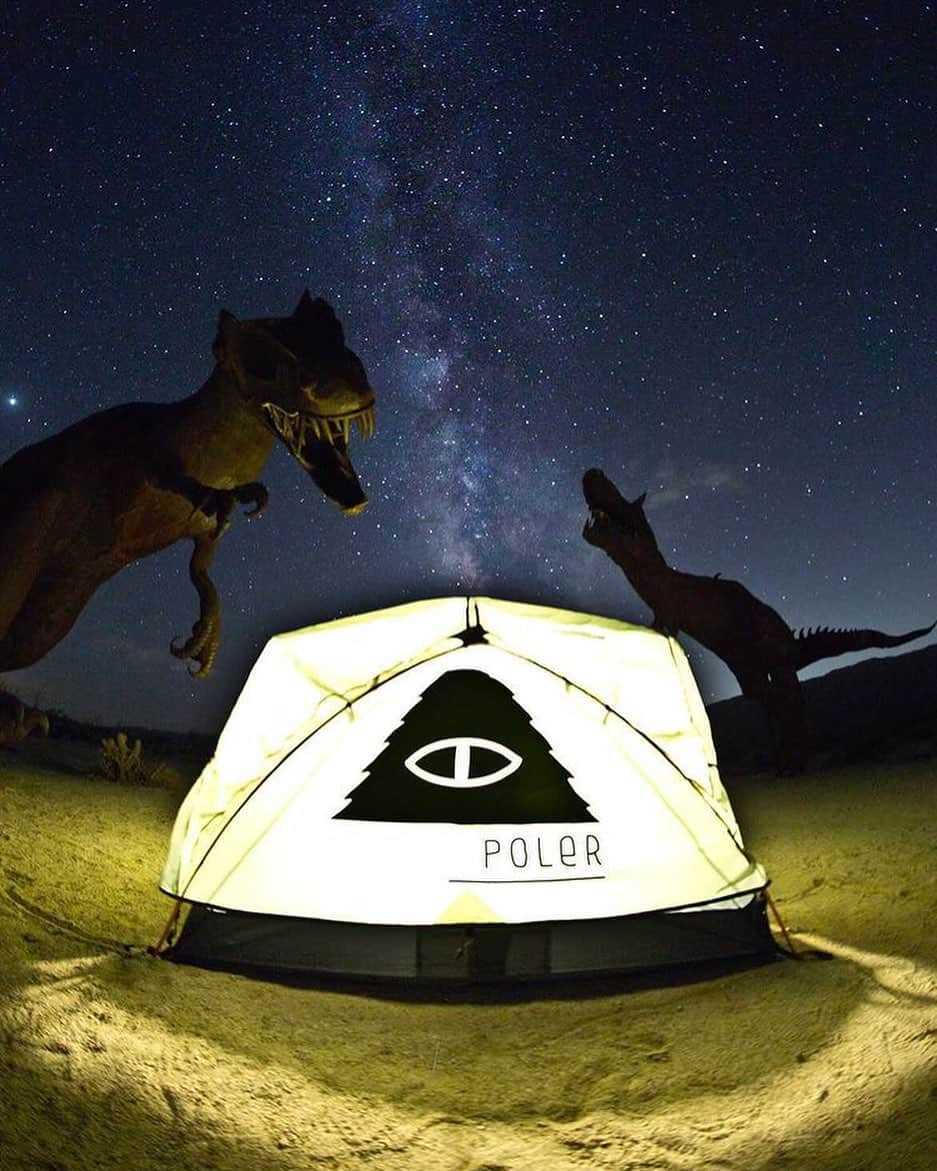 Poler Outdoor Stuffのインスタグラム：「Even our prehistoric friends can’t break the force field of our 2 person tent! Hit the link and check out our entire Fall 23 collection.  📷 @sk8rat」