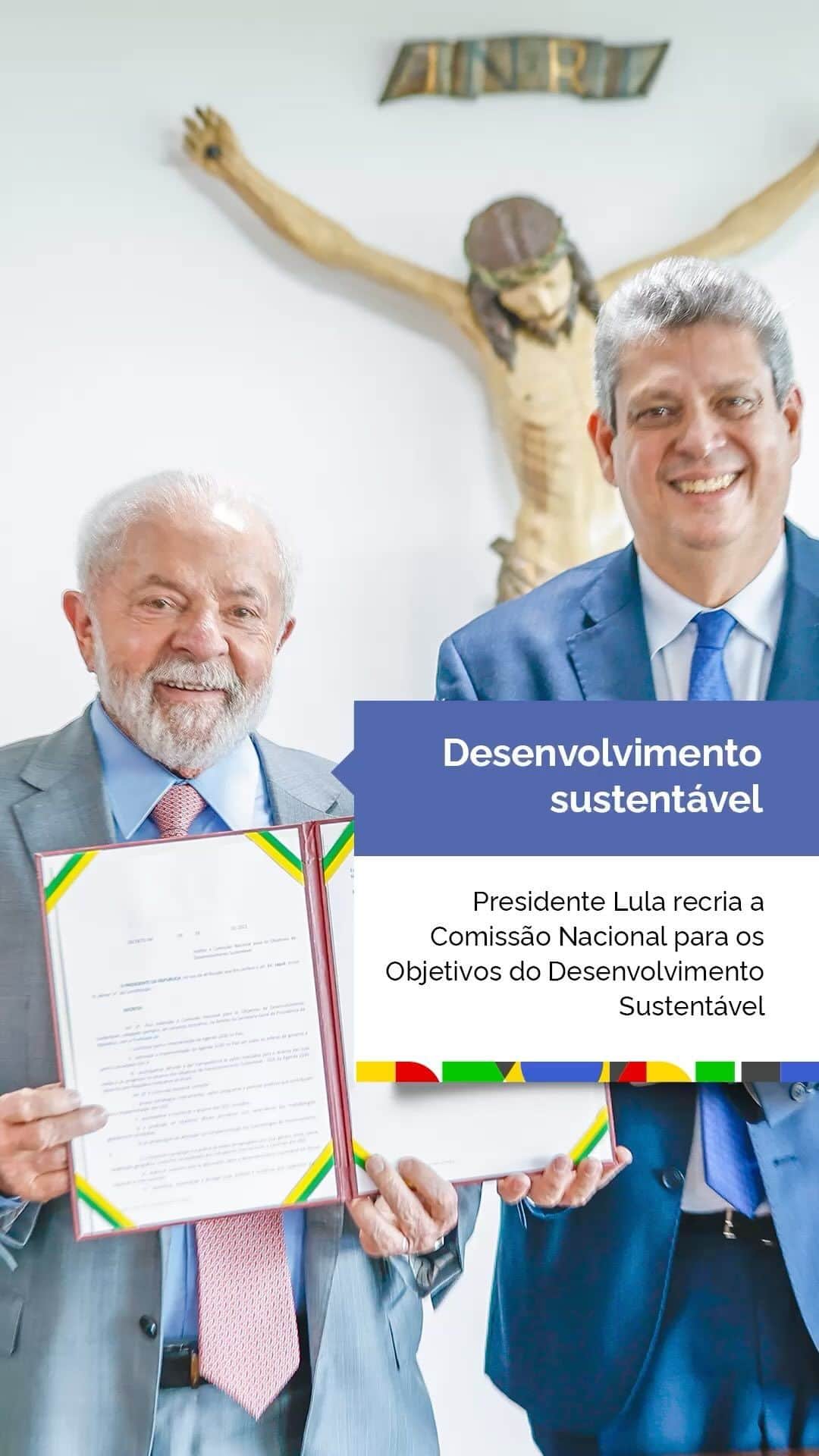 ジルマ・ルセフのインスタグラム：「Presidente Lula recriou a Comissão Nacional dos Objetivos do Desenvolvimento Sustentável. A partir do decreto, será instituindo um grupo de trabalho interministerial para a instalação da comissão, em 30 dias.  🎥 Audiovisual/ PR」