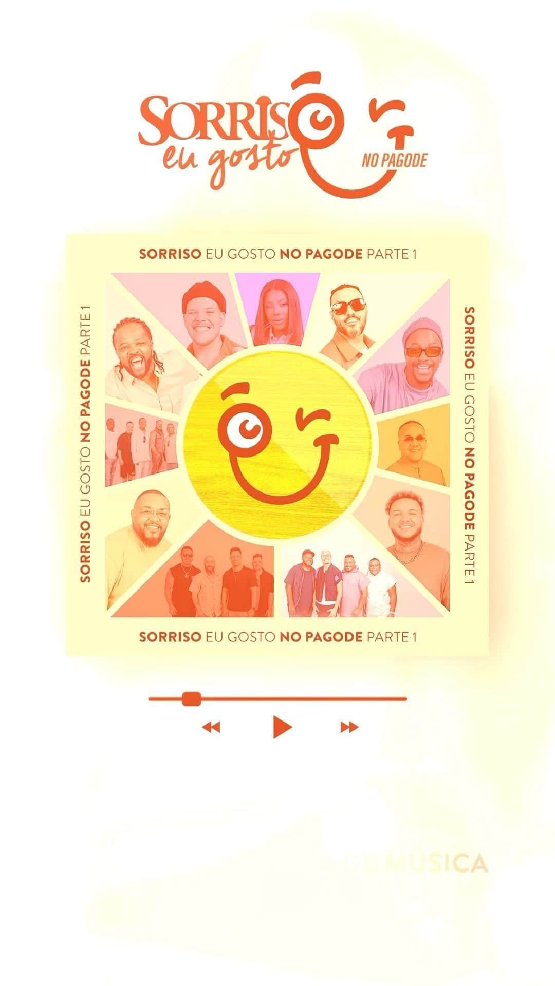 Sorriso Marotoのインスタグラム：「Chegou nosso momento, já está no ar!!! 😎🙌🏽  Reunimos esse timaço de amigos, pra cantar nossos sucessos numa roda de samba e o resultado tá aí pra vocês. 💛  Abre a gelada e dá o play no Sorriso Eu Gosto No Pagode - Parte 1, lá no @spotifybrasil! 🎶 (Link tá na bio)」