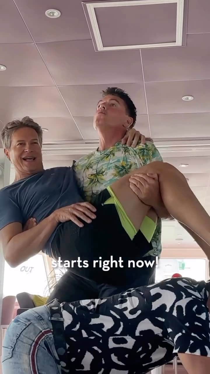 のインスタグラム：「Having fun playing the #MovieGame  @outboundcruises Guess who won?? Not that we’re competitive. @scottmale  #trendingreels #johnbarrowman #travel #love #newfriends #cruise #lgbtq #lgbtqiatravel #movies #games」