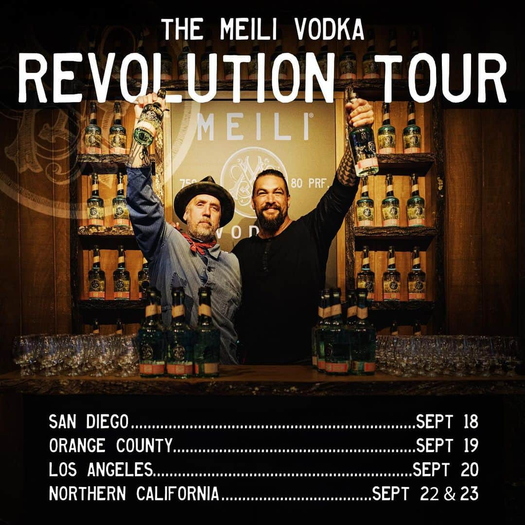 ジェイソン・モモアさんのインスタグラム写真 - (ジェイソン・モモアInstagram)「MEILI IS GOING ON TOUR! Meili’s Vodka Revolution Tour starts next week in California! Come out and meet us, grab a signed bottle - and taste our TRIPLE GOLD award-winning Vodka! Tour dates & locations in bio - we'll see you there!」9月15日 10時33分 - prideofgypsies