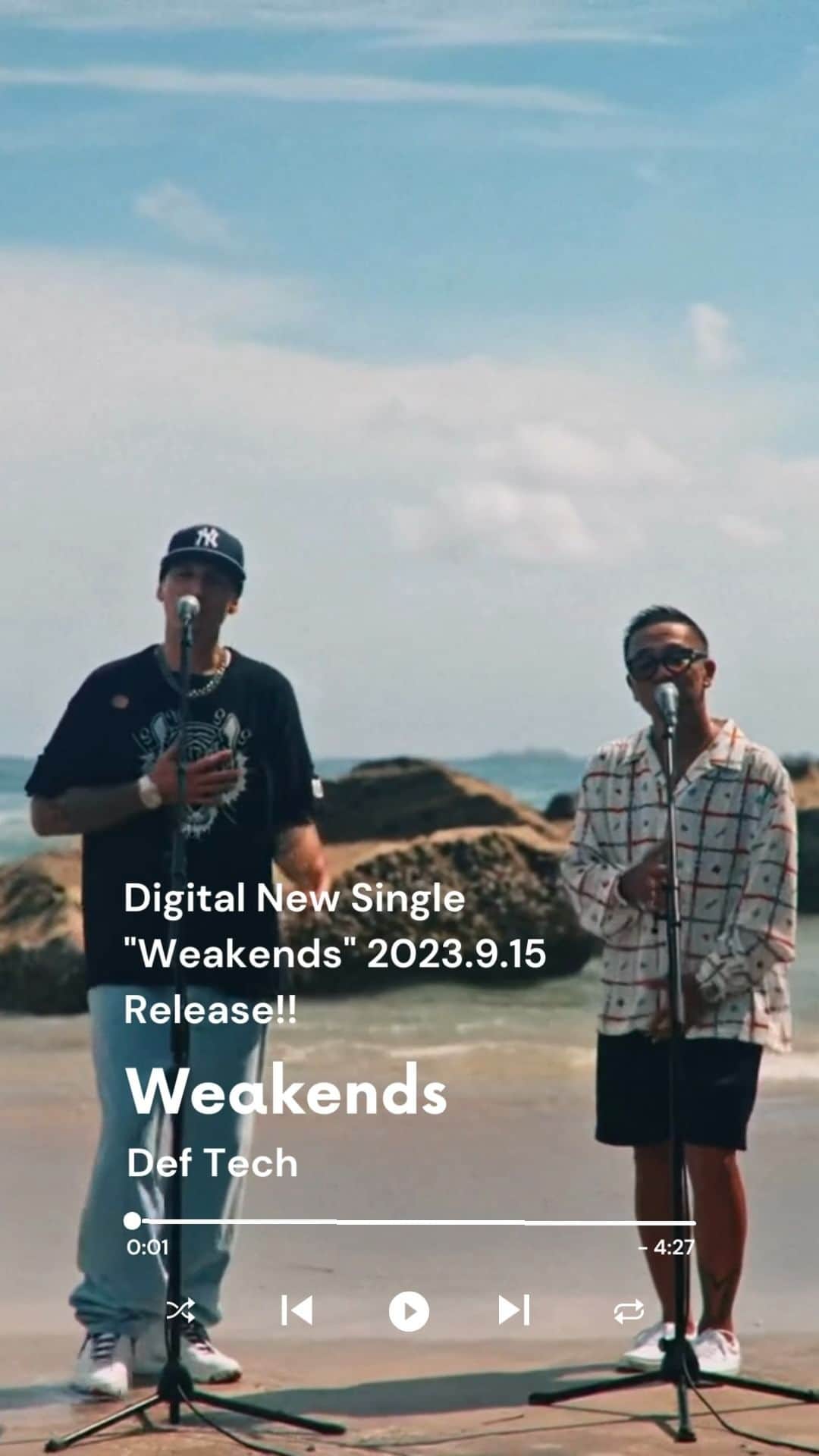 Def Techのインスタグラム：「Digital New Single "Weakends" 2023.9.15 Release!!  ▼"Weakends" Streaming & Download https://linkco.re/A1ThXRgM  ▼Def Tech - Weakends【Official Music Video】 https://youtu.be/xNYXU60kklg  "Weakends"と題された楽曲は、ウクレレの音色が心地よいホリデイチューン。 Jawaiian Reggaeを確立したDef Techならではの、アコースティックとビートメイクされたサウンド。 "季節の移ろいを感じて Let's go of all season" 夏が越えても君とオールシーズン過ごそうよ、と優しく寄り添う楽曲が完成。 Shen & Microの美しいハーモニーとレゲエボイスのコントラストが秀逸な1曲に仕上がった。  #DefTech #Weakends  ＝＝＝＝＝ Def Tech The Sound Waves Tour 2023 Def Techが贈る、秋の全国5都市ワンマンツアー「The Sound Waves Tour 2023」が開催決定！ Shen & Micro が奏でるハーモニーを体感して、心揺さぶる音楽の波に包まれよう！  ★ 各プレイガイド チケット一般発売スタート！  ▼ 開催日程 9月15日（金） 愛知：日本特殊陶業市民会館 ビレッジホール 9月17日（日） 千葉：市川市文化会館 大ホール 9月28日（木） 東京：TOKYO DOME CITY HALL 9月29日（金） 大阪：オリックス劇場 10月1日（日） 福岡：福岡国際会議場 メインホール  ▼ お申し込みはコチラ（ローソンチケット） http://l-tike.com/deftech/  ▼ お申し込みはコチラ（イープラス） https://eplus.jp/sf/word/0000003631  ▼ お申し込みはコチラ（チケットぴあ） https://t.pia.jp/pia/artist/artists.do?artistsCd=37240188  枚数制限 / 4枚まで 年齢制限 / 5歳以上チケット必要」