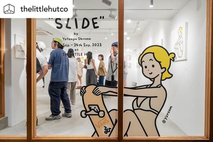 白根ゆたんぽのインスタグラム：「Posted @withregram • @thelittlehutco 謝謝前來參加”SLIDE”白根ゆたんぽ個展的朋友們，展覽將持續到9月24日，還未到場的朋友們歡迎前來參觀。  Thank you everyone who came to the preview night and the portrait event of “SLIDE” Yutanpo Shirane solo exhibition. The exhibition is until Sep 24, please come and visit.  ＊This event is supported by Vans.  SLIDE” - Yutanpo Shirane Solo Exhibition   日期 / Date：2023/09/08 - 09/24 時間 / Time：14:00 - 20:00 (週一公休 / Close on every Monday) 地點 / Add：The Little Hut - 台北市敦化南路一段161巷73號 / No.73, Lane 161, Sec. 1, Dun Hua S. Rd., Taipei  #thelittlehutco #yuroom #yutanposhirane #asterisk #vans #art #artwork #exhbiition  @yuroom @weareasterisk」