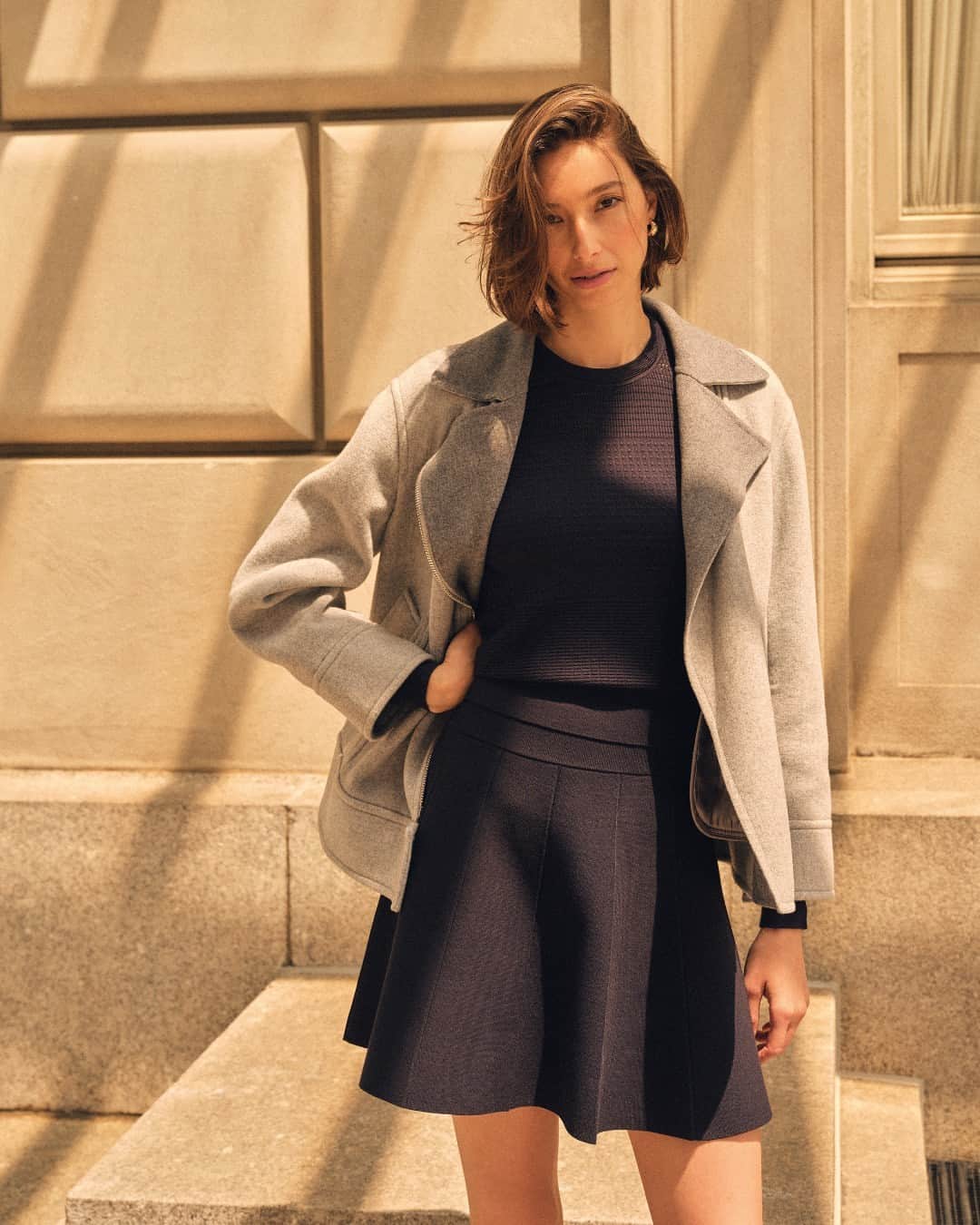Club Monacoのインスタグラム：「The Carly Sweater Skirt is a cool-weather essential made from a compact-knit fabric and a hint of stretch. It's also pleated and perfect for fall. 🍂 ✨」