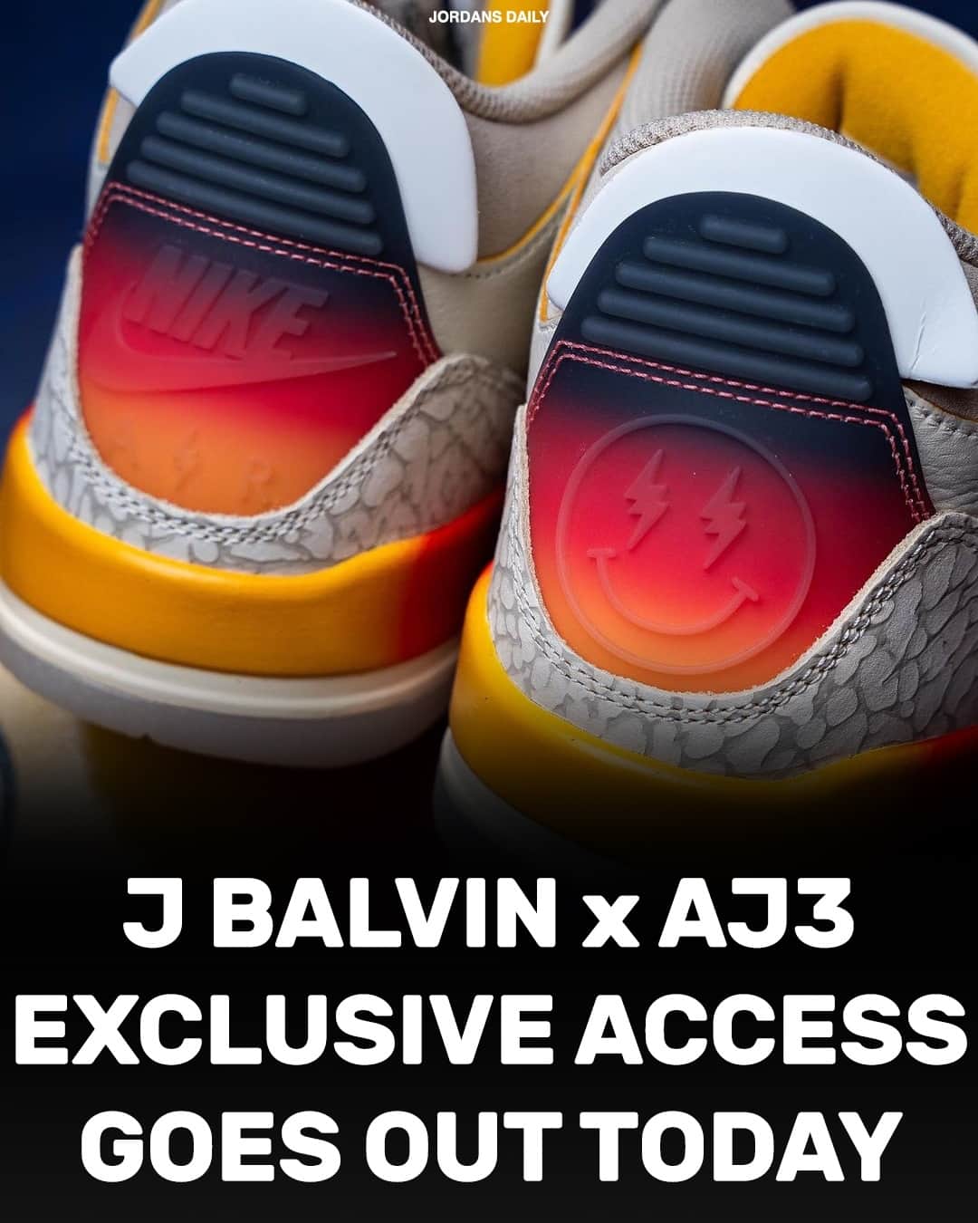 Sneaker News x Jordans Dailyさんのインスタグラム写真 - (Sneaker News x Jordans DailyInstagram)「Exclusive Access for the J Balvin x Air Jordan 3 "Sunset" is expected to go out later today at 12PM ET 👀」9月15日 23時54分 - jordansdaily