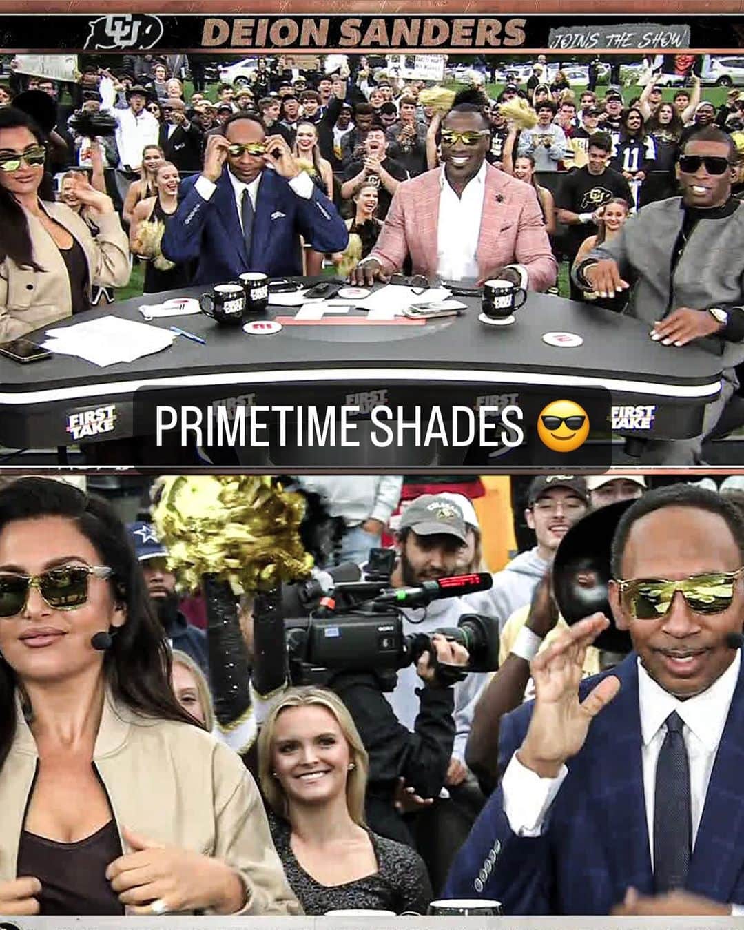 espnのインスタグラム：「Deion passed out his signature shades to the @firsttake crew 😎」
