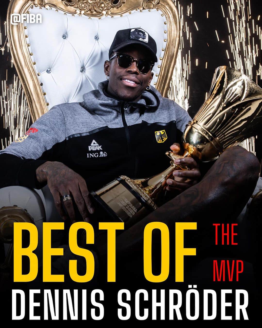 FIBAのインスタグラム：「Just MVP things 🤩  Join us in wishing #FIBAWC MVP and World Champion Dennis Schröder a happy birthday! 🎉」