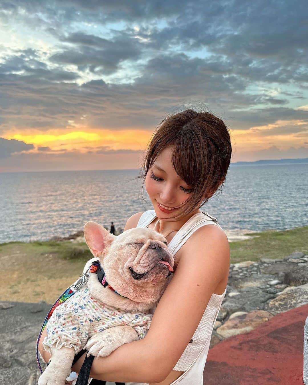 かのあい。さんのインスタグラム写真 - (かのあい。Instagram)「もっと梅子と色んな思い出作りたいな～💭❤️ てか、なんか写真が苦しそうに見えるの何でなん？笑 . #daily #frenchbulldog  #フレブル #フレブルのいる生活」9月15日 18時35分 - _aiai.com_