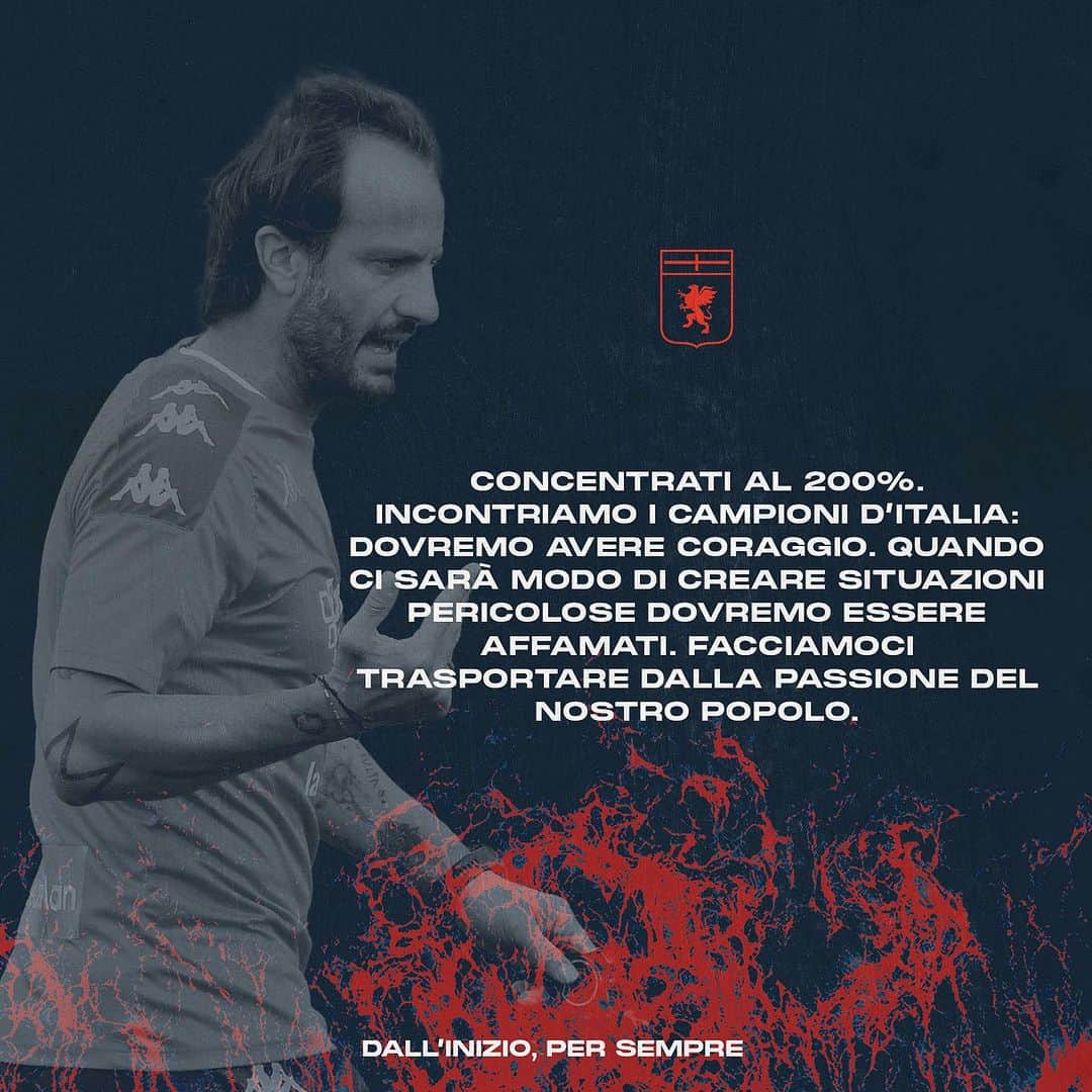 ジェノアCFCのインスタグラム：「🎙️ Mister #Gilardino alla vigilia di #GenoaNapoli 🔴🔵  📺 La conferenza integrale nelle stories」