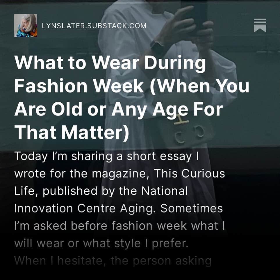 Accidental Iconのインスタグラム：「What to wear when you’re a self that just keeps on experimenting with past, present and future ones. Link in bio.   Weigh in here. How do you play with identity and clothes?  #ageisnotavariable #fashionweek #writing」
