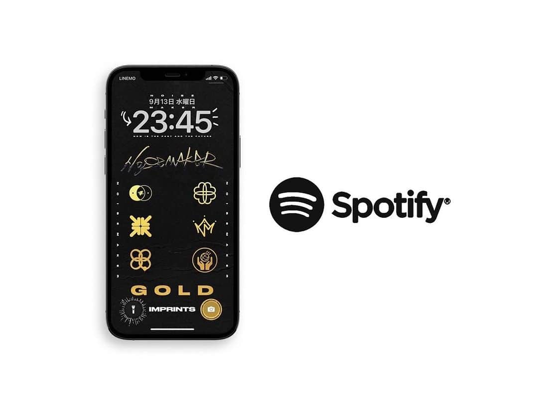 AG（エイジ）のインスタグラム：「GOLD IMPRINTS 2023.09.20 WED 0:00 Digital Release  ▶️Pre-save on Spotify https://nex-tone.link/A00120196  本日からSpotifyにてPre-save開始！ 事前に設定しておくとリリース日に自動で自身のライブラリに追加される他、 予約特典として、 "オリジナル壁紙"を GETできます！！  #NOISEMAKER」