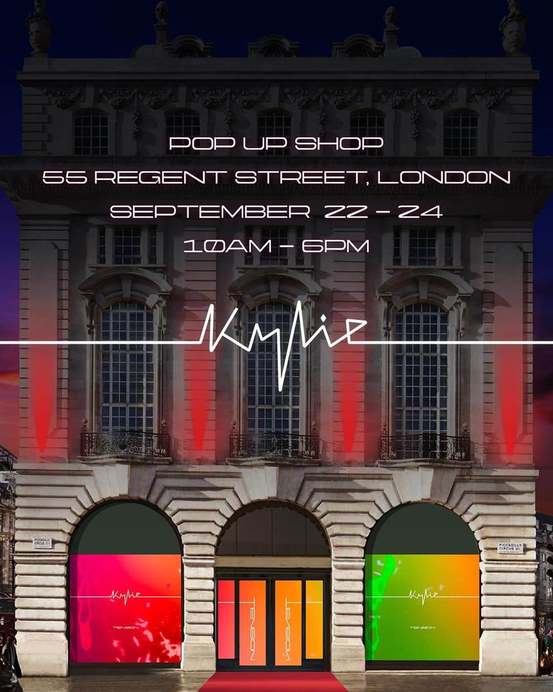 カイリー・ミノーグのインスタグラム：「LOVERS 💚📍 So excited to announce that we're bringing a ✨KYLIE POP-UP✨ store to London next week!! Come and celebrate the release of Tension!」