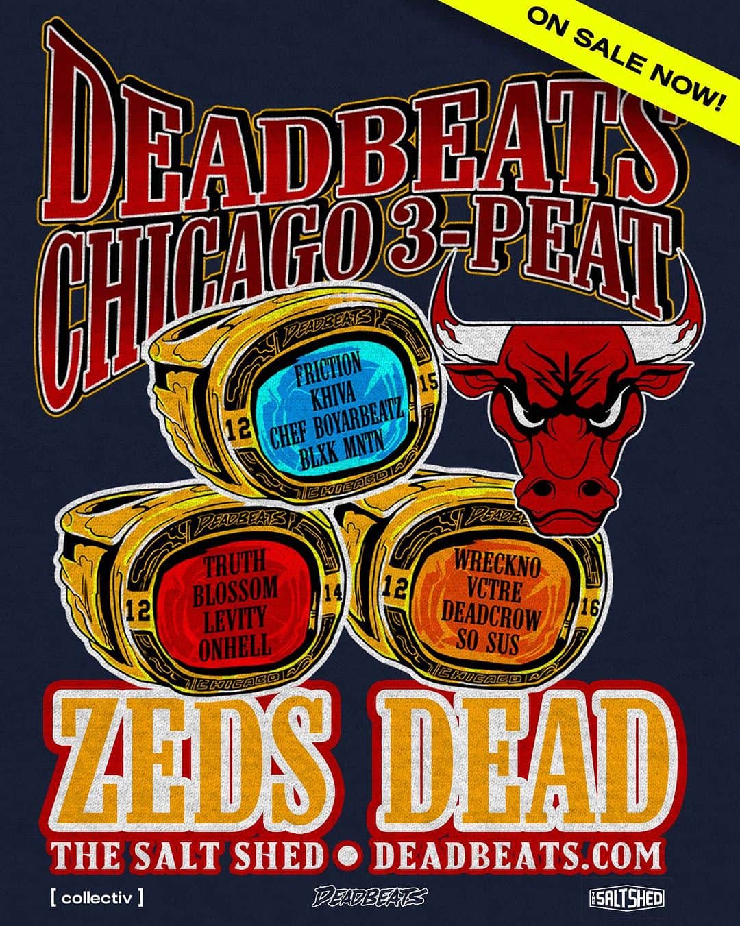 Zeds Deadのインスタグラム：「DEADBEATS CHICAGO 3-PEAT TICKETS ONSALE NOW! See you Dec 14 + 15 + 16 for 3 nights at ZEDS SHED with our all star Deadbeats team ☄️ ticket link in bio!」