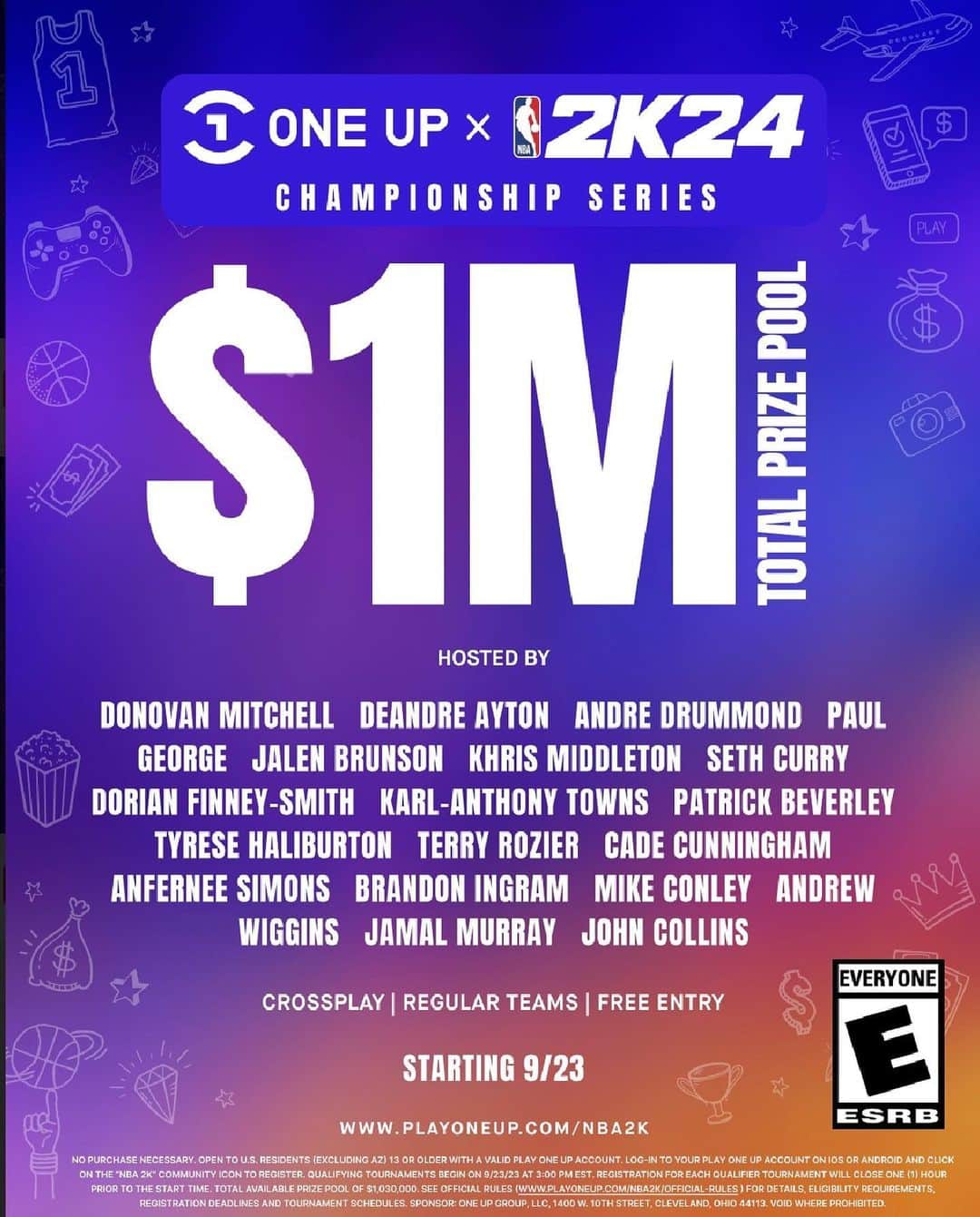 アンドリュー・ウィギンスのインスタグラム：「Free to enter!   Follow @playoneup @nba2k @ronnie2k to learn more!   #oneuppartner」