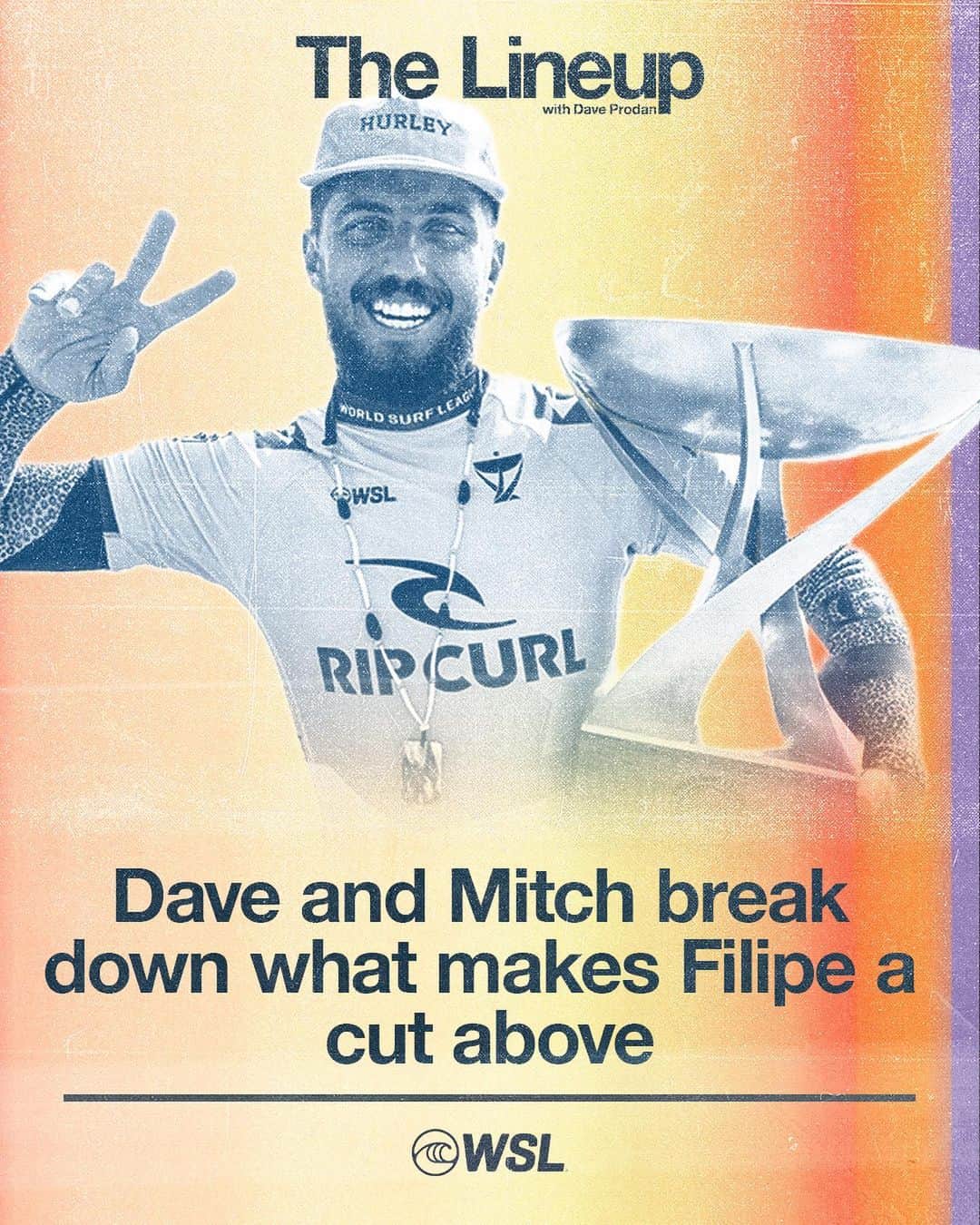 世界プロサーフィン連盟（WSL）のインスタグラム：「WSL Commentator and Lineup co-host @mitchtales returns to the @thelineuppod with @daveprodan to talk about: 🏆 Rip Curl WSL Finals moments and standouts 🇧🇷 @filipetoledo going back to back 🇺🇸 @caroline_markss first World Title Listen, download, and follow through the link in our bio.」