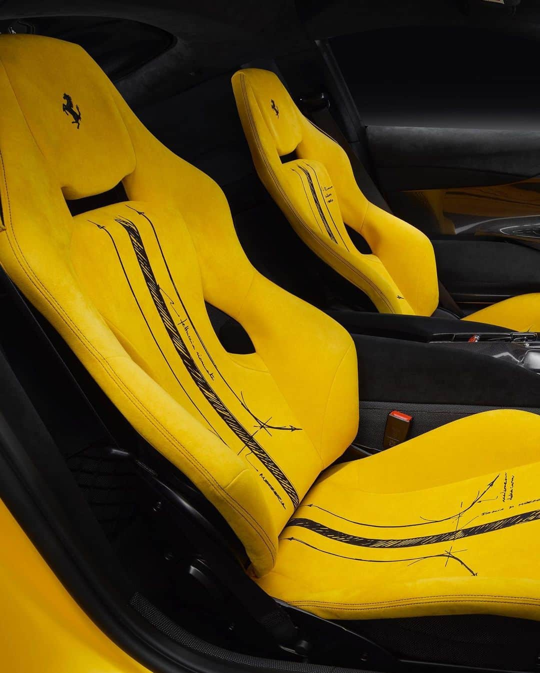 Ferrari USAさんのインスタグラム写真 - (Ferrari USAInstagram)「An exclusive view of this one-of-a-kind #Ferrari812Competizione. On the #FerrariTailorMade model, in matte Giallo Tristrato, the lines and its most iconic details have been traced in matte Nero DS Sketch. The new-generation Alcantara® that covers the cockpit, composed of 65% recycled polyester, is embellished with design sketches that have been embroidered directly onto it using an innovative technique.   The model will be auctioned for charity at the Ferrari Gala in New York City this October.   #Ferrari」9月16日 3時58分 - ferrariusa