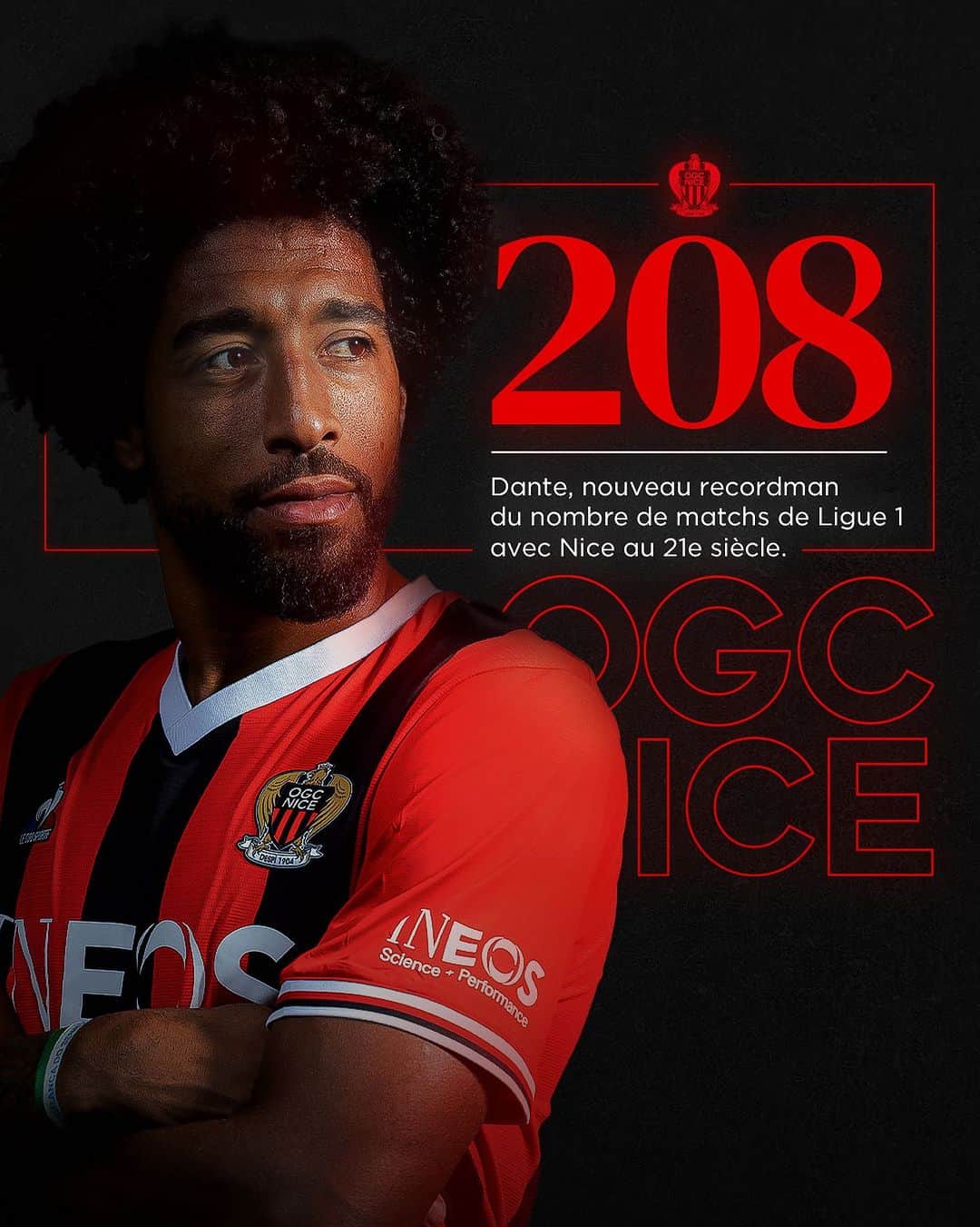 ダンテ・ボンフィム・コスタ・サントスのインスタグラム：「🤩 Le CommanDante entre encore un peu plus dans l’histoire de l’OGC Nice 🔴⚫️」