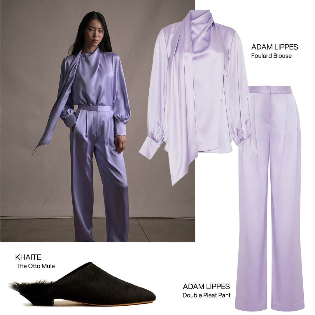 ShopBAZAARさんのインスタグラム写真 - (ShopBAZAARInstagram)「The secret to achieving effortless style is having a strong foundation of staples in your closet—enter our Hero from buzzy brand @adamlippes. Every detail, from the dreamy lavender hue and draped foulard to the fabric covered buttons, comes together beautifully to create a versatile must-have that screams Quiet Luxury. Designed to be worn three different ways, this silk charmeuse blouse will become your go-to piece for days you need to look (and feel) polished, elegant, and powerful. #SHOPBAZAAR」9月16日 5時00分 - shopbazaar