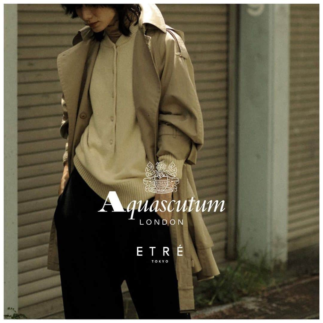 ETRÉ TOKYOさんのインスタグラム写真 - (ETRÉ TOKYOInstagram)「. Aquascutum × ETRÉ TOKYOコラボアイテム発売決定！  今回のコラボレーションでは、Aquascutum定番の付属品や技術·トラディショナルな仕様はそのままに、ボリュームスリーブやバックデザインなど、ETRÉ TOKYO らしいギミックを効かせた特別な１着に仕上げました。  -Aquascutum- 1850年代に誕生し、今もなお幅広い世代に愛され続けているブランド。 そのアイコン的存在である "TRENCH COAT" は 徹底的にこだわった実用性と、欠点のないスタイルによりイギリスファッション界になくてはならない存在となりました。  #etretokyo #etre #etretokyostore #newarrival #2023etreaw #エトレトウキョウ #エトレ #aquascutum #アクアスキュータム #トレンチコート #ショートトレンチコート」9月16日 8時27分 - etretokyo