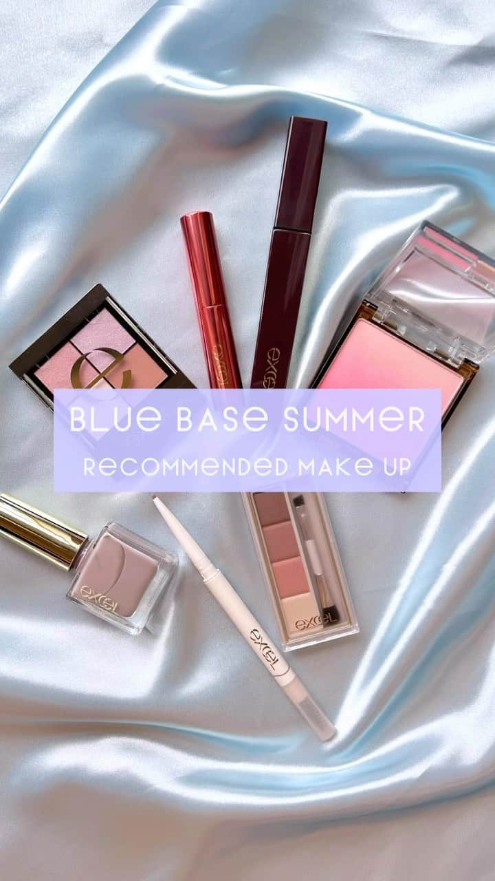 エクセルメイクのインスタグラム：「【BLUE BASE “SUMMER” MAKE UP】 ⁡ ブルーベースのサマータイプにおすすめのメイクをご紹介！ 透明感メイクが気になる方は ぜひコメント欄に[💙]を送ってください。 ⁡ 新商品のカラーエディットスリムブロウと カラーエディットパウダーブロウの「サマーネクター」を使用し 涼やかで透明感のある上品な仕上がりに。 ⁡ 次回の投稿は、"イエベオータムの方"におすすめのメイクをご紹介するのでお楽しみに！ → @excelmake ⁡ (動画内使用順に) ◯カラーエディットスリムブロウ ES02 サマーネクター 1,210円(税込) ⁡ ◯カラーエディットパウダーブロウ EP02 サマーネクター 1,595円(税込) ⁡ ◯リアルクローズシャドウ CX03 パフスリーブ 1,650円(税込) ⁡ ◯ロング&カラード　ラッシュ LC03 プルーン 1,650円(税込) ⁡ ◯オーラティック　ブラッシュ AB03 チェリッシュベイビー 1,980円(税込) ⁡ ◯リップナイズド LN01 ハッピーエンド 1,430円(税込) ⁡ ◯ネイルポリッシュ　N NL33 コットンサシェ 1,100円(税込) ⁡ #エクセル #excel #アイメイク #チーク #リップ #ネイル #ブルーベース #ブルーベースメイク #ブルーベースサマー #ブルベ夏 #ブルべ夏メイク #ブルベメイク #ブルベ夏コスメ #パーソナルカラーメイク #似合わせメイク #透明感メイク #ツヤ肌メイク #透明感 #夏メイク #オフィスメイク #デイリーメイク #ブルベ夏コスメ #パーソナルカラーサマー #ブルベ夏アイシャドウ #ブルベ夏リップ #ブルベ眉 #ブルベ夏カラー」