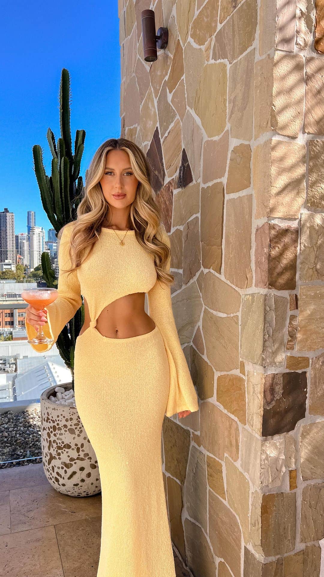 Beginning Boutiqueのインスタグラム：「The yellow maxi dress of our dreams ☁️ Shop the RESTOCKED Arya Yellow Long Sleeve Knit Maxi Dress, online now!」