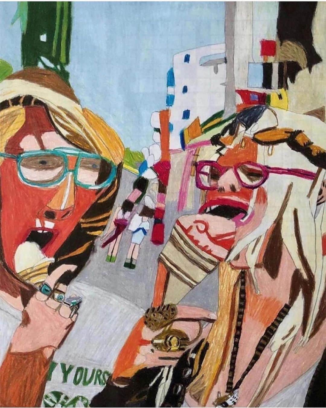 KAWSONEのインスタグラム：「❤️ Repost from @folkartoutsiderart • Helen Rae (1938–2021) was an American outsider artist. Rae used fashion magazines as the inspiration and starting point for her colored-pencil drawings.[1] A self-taught artist, Rae was deaf and non-verbal.[2][3][4] She lived in Claremont California all of her life, and received recognition for her work late in life.[2] Rae held her first solo exhibition in 2016, at age 76 #HelenRae」