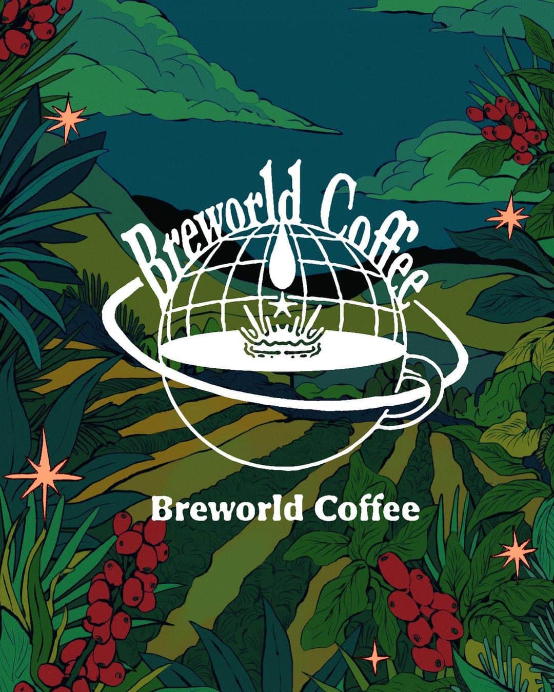 八館ななこのインスタグラム：「9月よりオープンしました奈良のコーヒー＆スイーツのお店Breworld Coffee☕️  こちらのお店のロゴデザインと13ヶ国(＋α)のドリップバッグイラストを担当させていただきました！  世界中の美味しいコーヒーをどうぞお楽しみください！🌐💫」