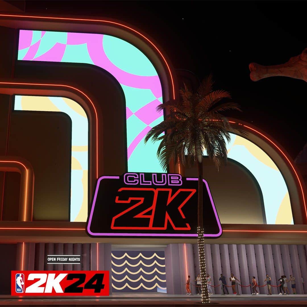 2Kのインスタグラム：「Friday nights are for hoopin' in Club 2K 🌴  Check the Event Schedule in-game or in the MyNBA2K app for the time in your region and get new music, new gear and 2X Rep 👀」